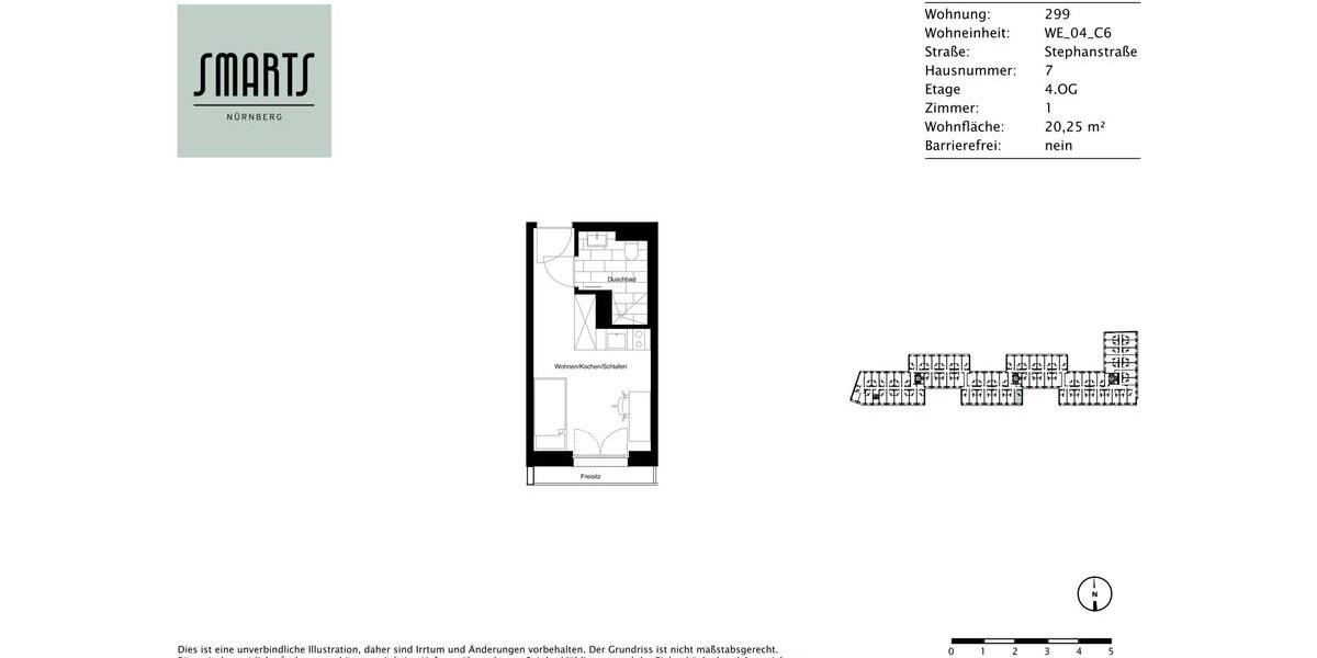 Etagenwohnung Nürnberg Gleißhammer - 1 Zimmer, 20 m&sup2;, 510&euro; | Angebot:26348738