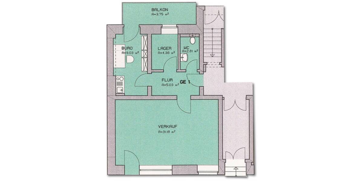 Gewerbeobjekt Zwickau Bahnhofsvorstadt - 1 Zimmer, 56 m&sup2;, 49.000&euro; | Angebot:25707390