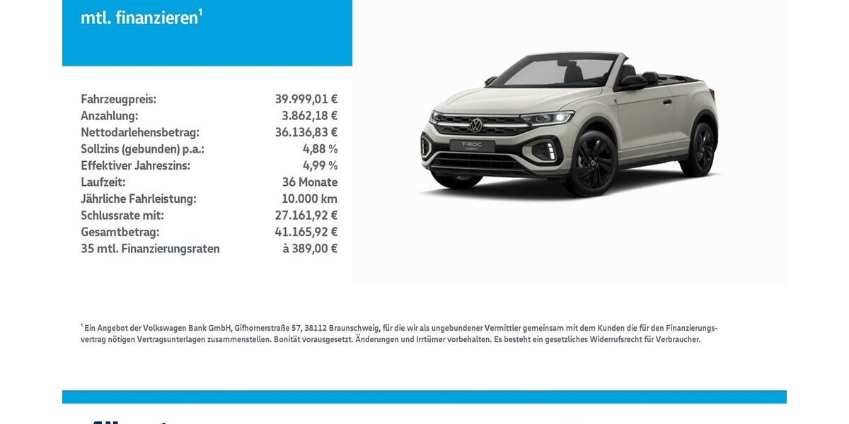 VW T-Roc 10.185 km 39.999 &euro; Leinefelde-Worbis/DE 37327