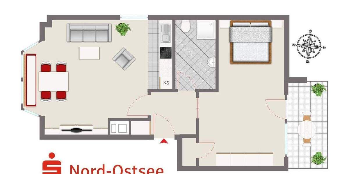Etagenwohnung Wittdün - 2 Zimmer, 49 m&sup2;, 280.000&euro; | Angebot:25672663