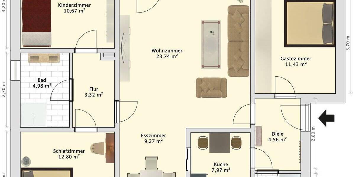 Etagenwohnung Wilhelmshaven Neuende - 4 Zimmer, 94 m&sup2;, 198.000&euro; | Angebot:26825653