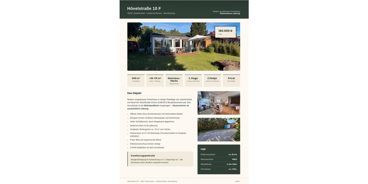 Einfamilienhaus Joachimsthal - 1 Zimmer, 51 m&sup2;, 170.000&euro; | Angebot:26934843