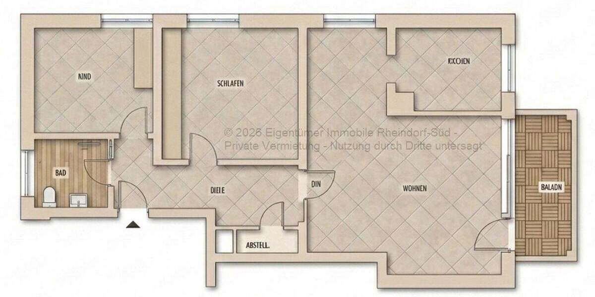 Etagenwohnung Leverkusen Rheindorf - 3 Zimmer, 75 m&sup2;, 940&euro; | Angebot:25073124