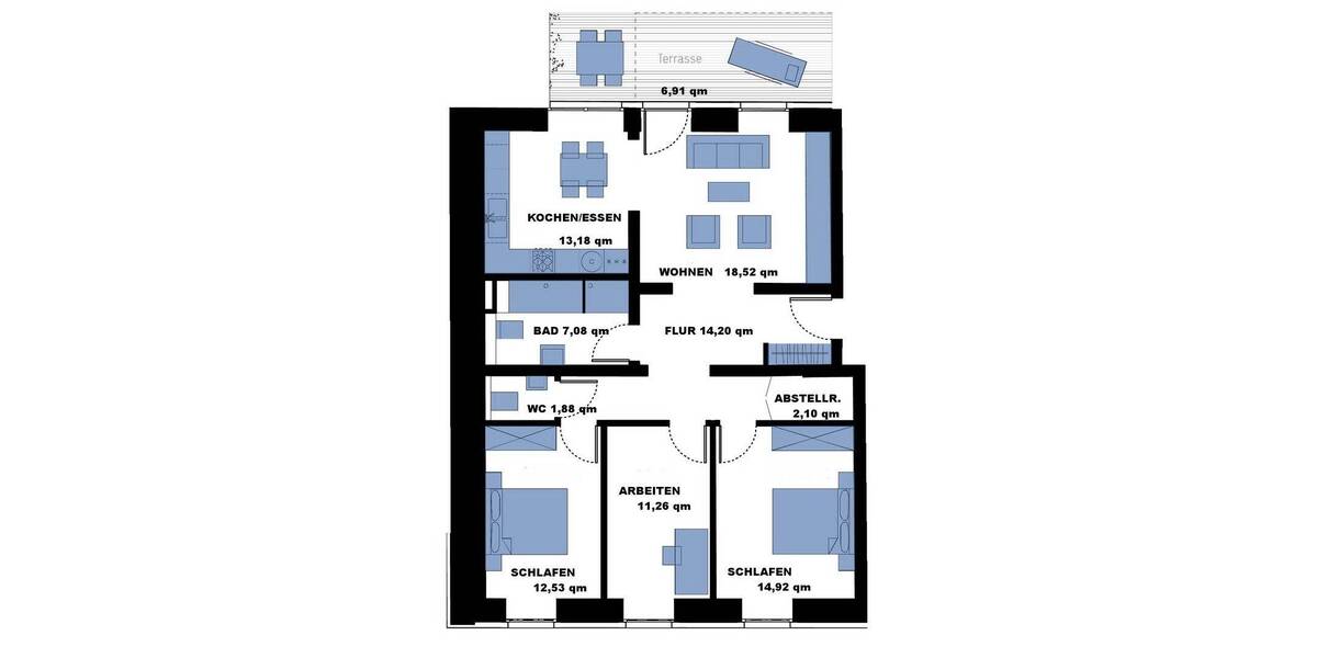 Terrassenwohnung Darmstadt - 4 Zimmer, 101 m&sup2;, 529.000&euro; | Angebot:26840383