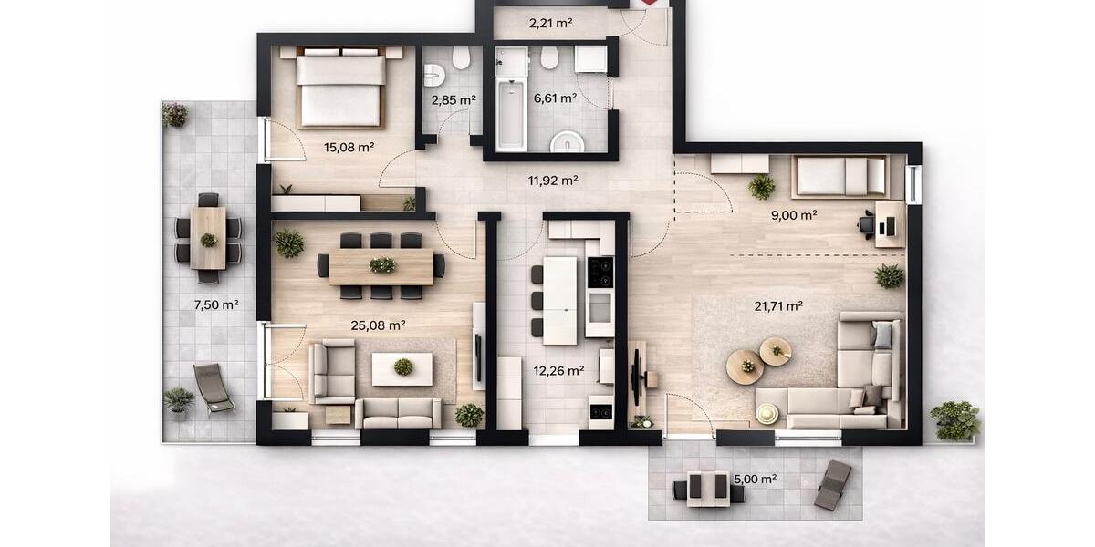 Etagenwohnung Büchlberg - 3.5 Zimmer, 116 m&sup2;, 1.270&euro; | Angebot:26222518