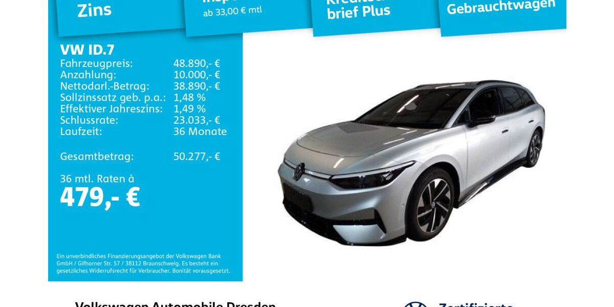 VW ID.7 19.557 km 48.890 &euro; Dresden 01169