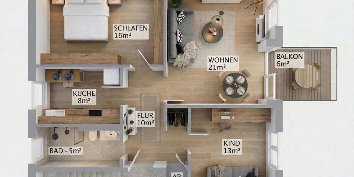 Etagenwohnung Schwandorf - 3 Zimmer, 76 m&sup2;, 249.000&euro; | Angebot:25805867