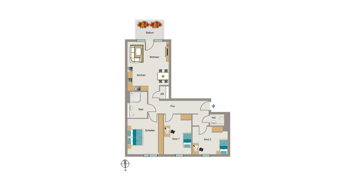 Etagenwohnung Neuss - 4 Zimmer, 94 m&sup2;, 1.363&euro; | Angebot:24470003