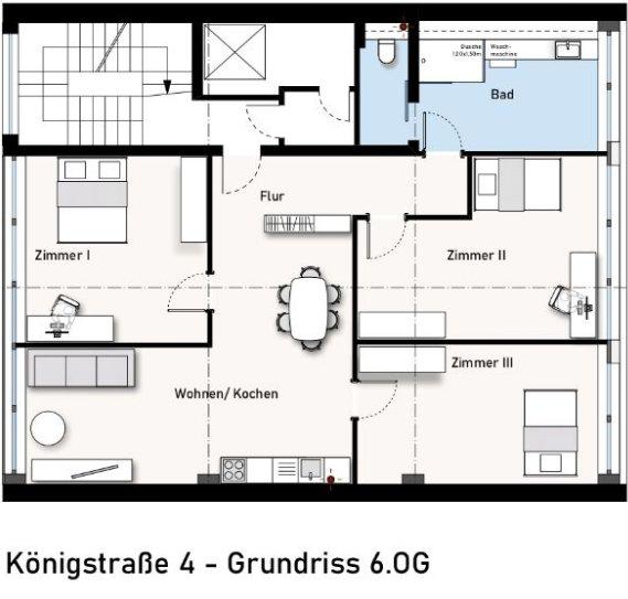 Etagenwohnung Gummersbach - 4 Zimmer, 121 m&sup2;, 990&euro; | Angebot:26676301