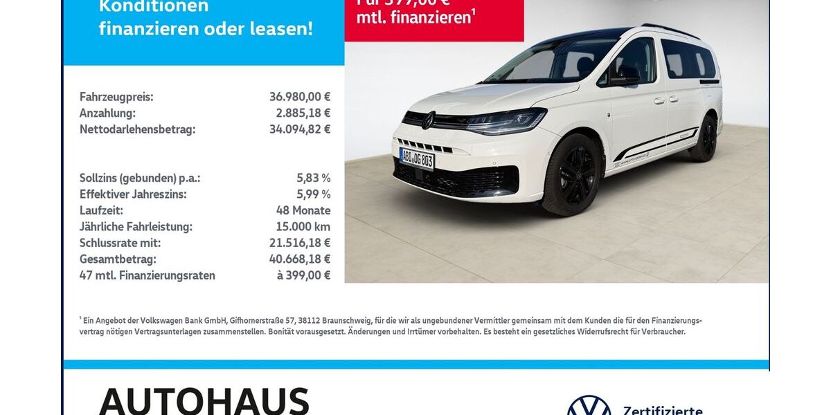 VW Caddy Maxi 8.500 km 35.980 &euro; Bitterfeld-Wolfen 06749