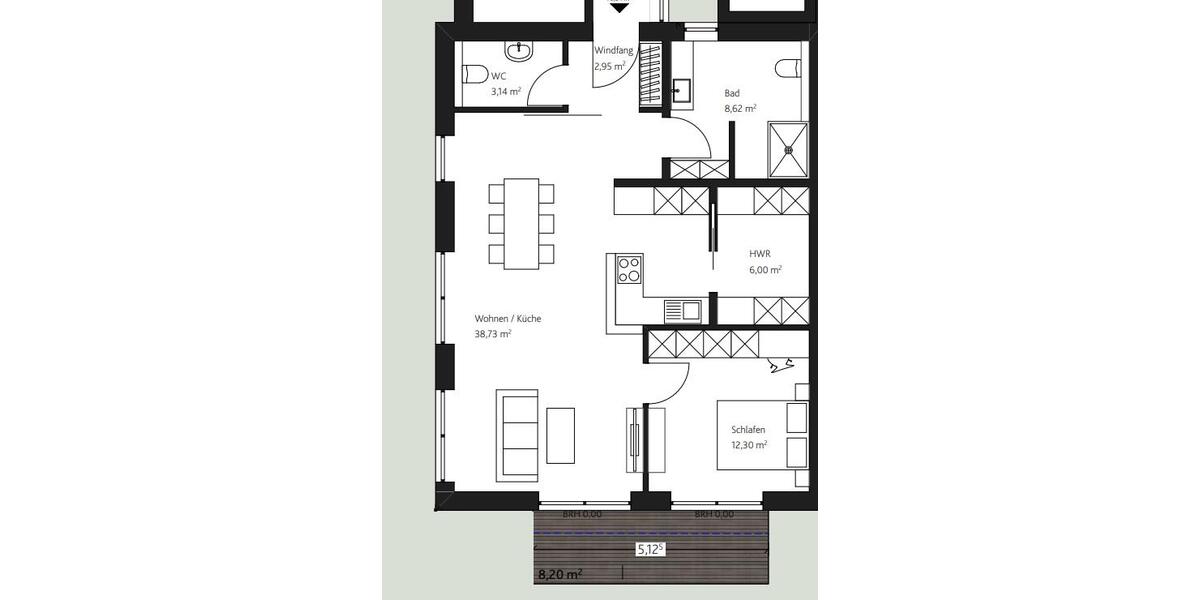Erdgeschoßwohnung Hude (Oldenburg) - 2 Zimmer, 76 m&sup2;, 880&euro; | Angebot:26267959