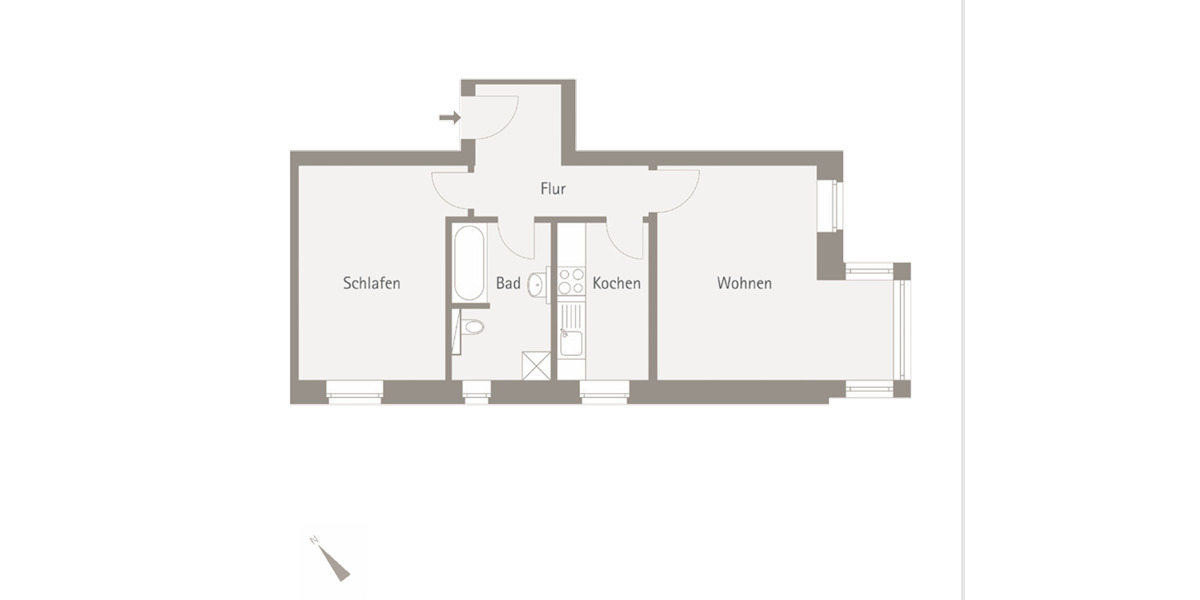 Etagenwohnung Leipzig Schönefeld-Abtnaundorf - 2 Zimmer, 52 m&sup2;, 587&euro; | Angebot:26359247