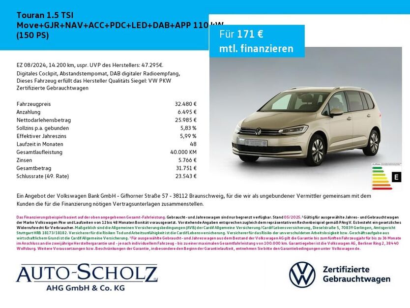 VW Touran 14.200 km 32.480 € Bayreuth 95448