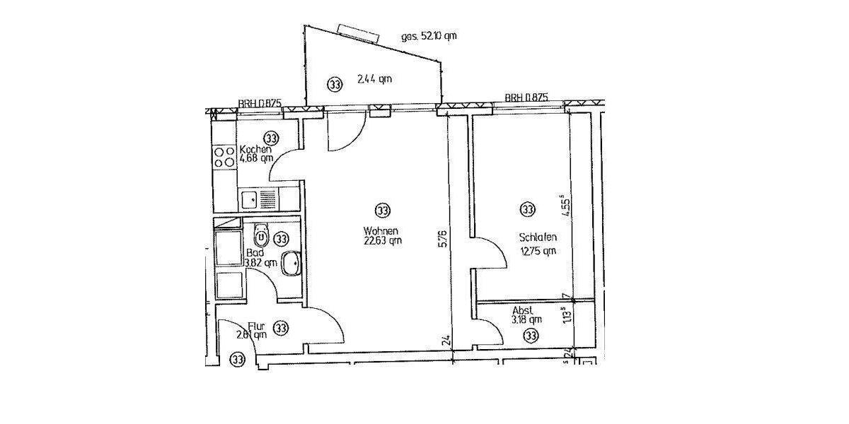 Etagenwohnung Kiel Hassee - 2 Zimmer, 52 m&sup2;, 195.000&euro; | Angebot:26379613