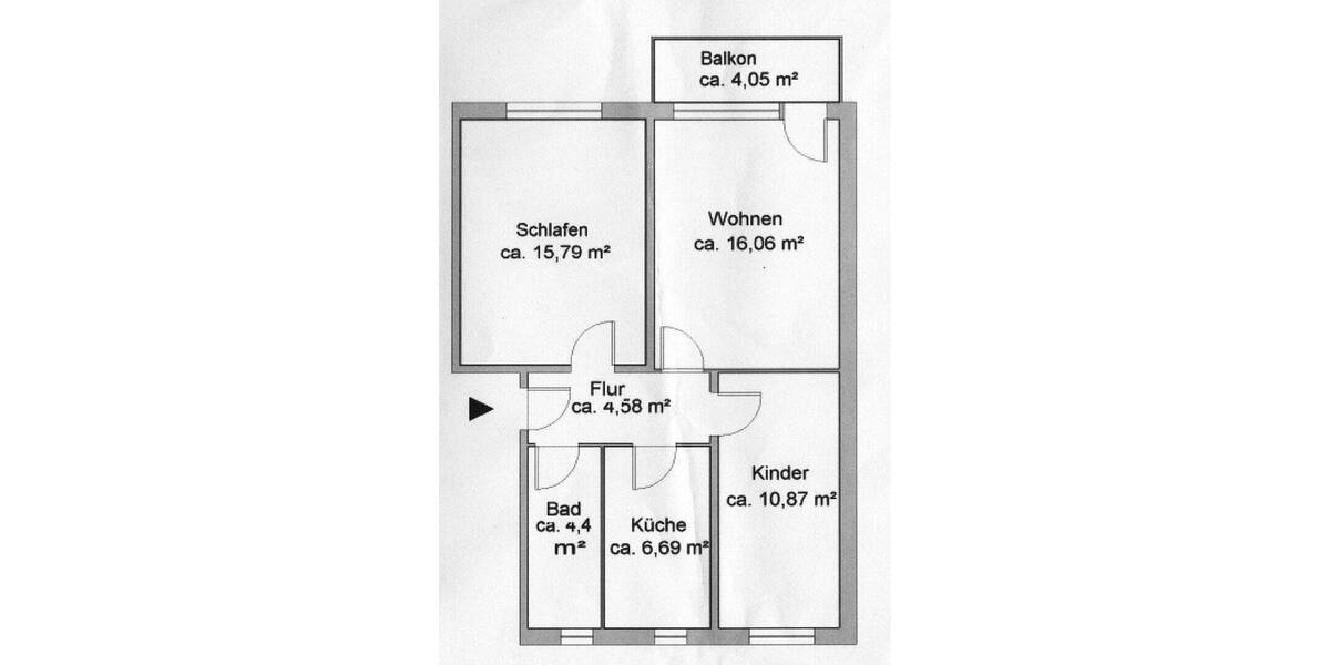 Etagenwohnung Greifswald Südstadt - 3 Zimmer, 60 m&sup2;, 665&euro; | Angebot:26388887