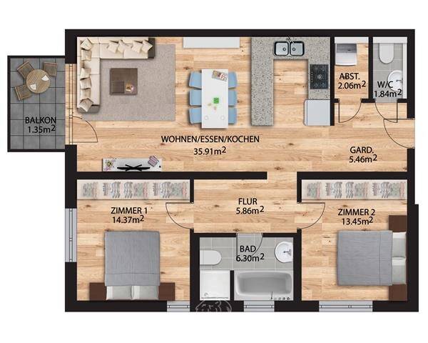 Etagenwohnung Wertheim/Grünenwört Grünenwört - 3 Zimmer, 86 m&sup2;, 315.000&euro; | Angebot:25737332