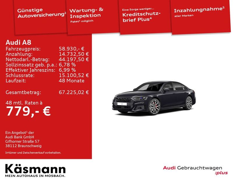 Audi A8 101.467 km 58.930 € Mosbach 74821