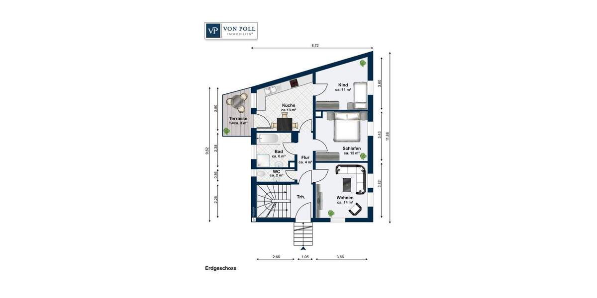 Etagenwohnung Ansbach - 3 Zimmer, 65 m&sup2;, 179.000&euro; | Angebot:25845283