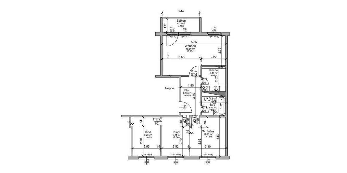 Etagenwohnung Magdeburg / Herrenkrug Herrenkrug - 4 Zimmer, 67 m&sup2;, 171.100&euro; | Angebot:24270823