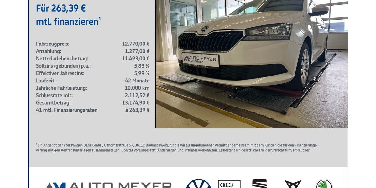 Skoda Fabia 98.465 km 12.770 &euro; Ochsenfurt 97199