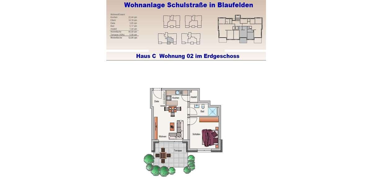 Etagenwohnung Blaufelden - 2 Zimmer, 53 m&sup2;, 214.000&euro; | Angebot:25194668