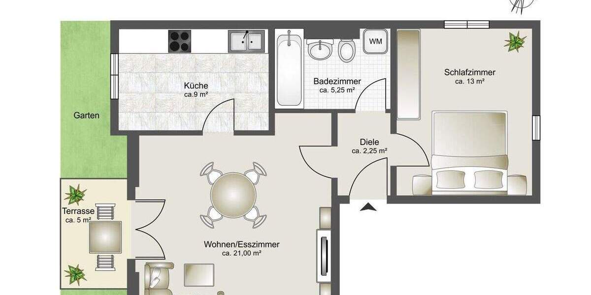 Etagenwohnung Wolfratshausen - 2 Zimmer, 54 m&sup2;, 279.000&euro; | Angebot:25679241