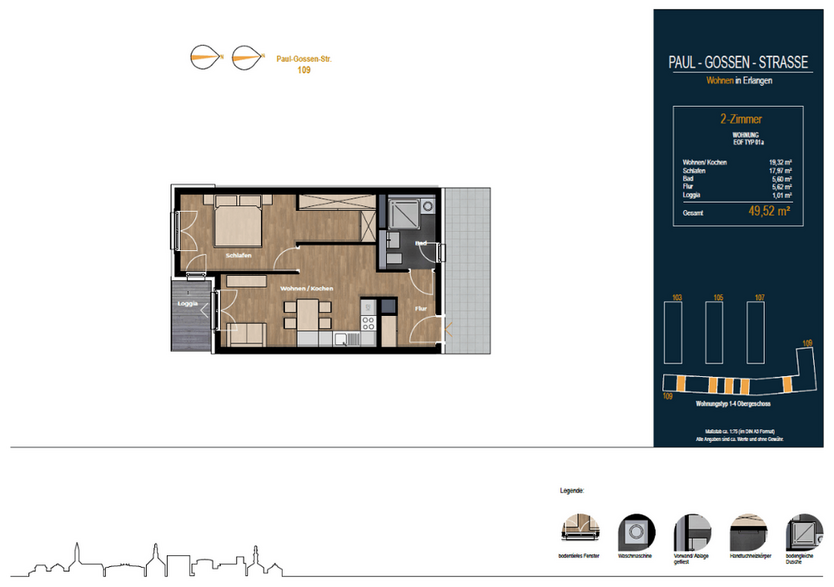 Wohnung zum Mieten in Erlangen 485,30 € 49.52 m²