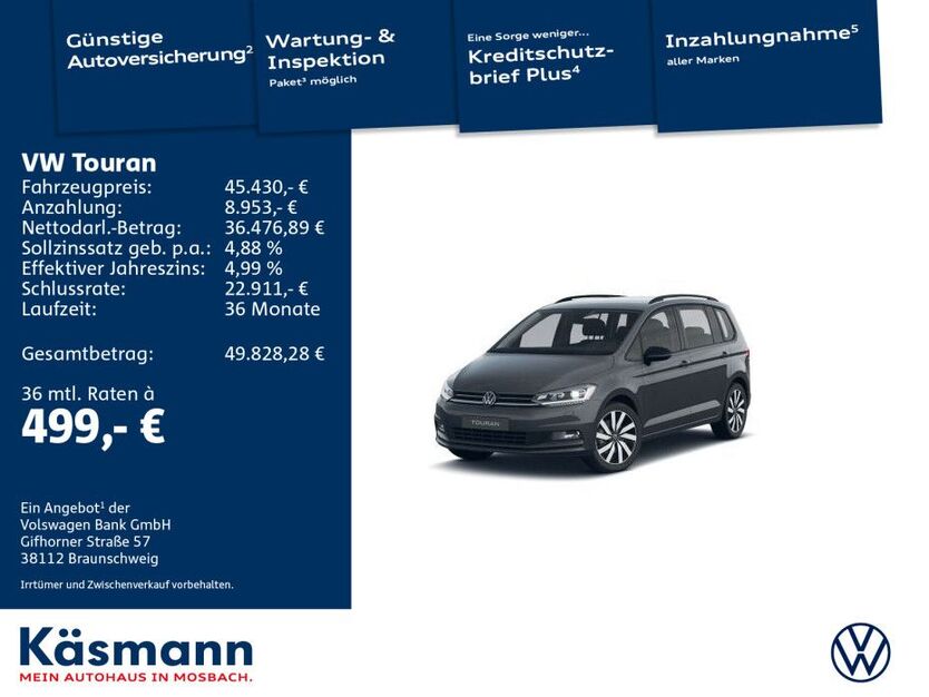 VW Touran 7.900 km 43.230 € Mosbach 74821