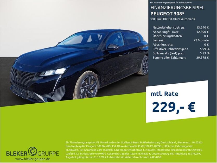 Peugeot 308 1.501 km 26.480 € Dülmen 48249