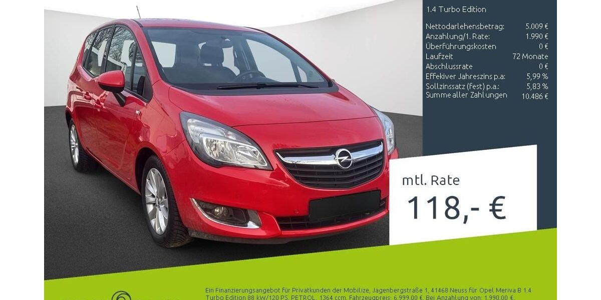 Opel Meriva 108.325 km 6.999 &euro; Stuhr 28816