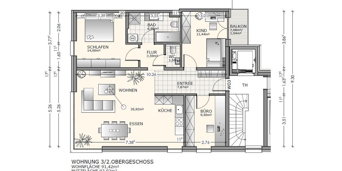 Etagenwohnung Rehau - 4 Zimmer, 91 m&sup2;, 1.100&euro; | Angebot:22551697