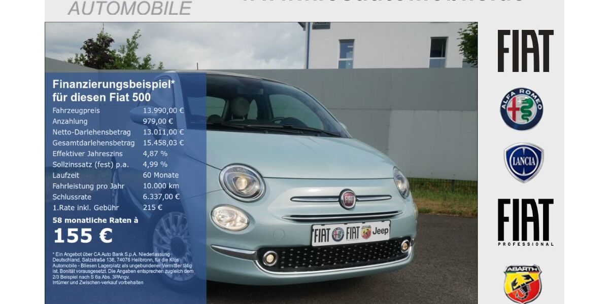 Fiat 500 20.607 km 13.990 &euro; Marpingen 66646