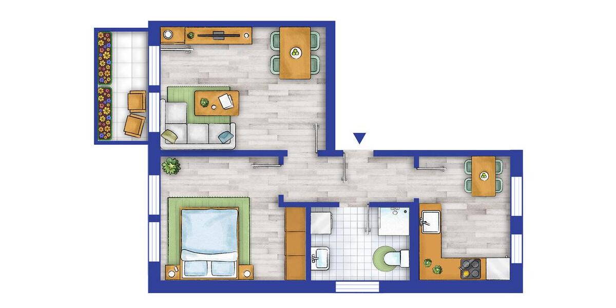 Erdgeschoßwohnung Staßfurt - 2 Zimmer, 49 m&sup2;, 396&euro; | Angebot:26366810