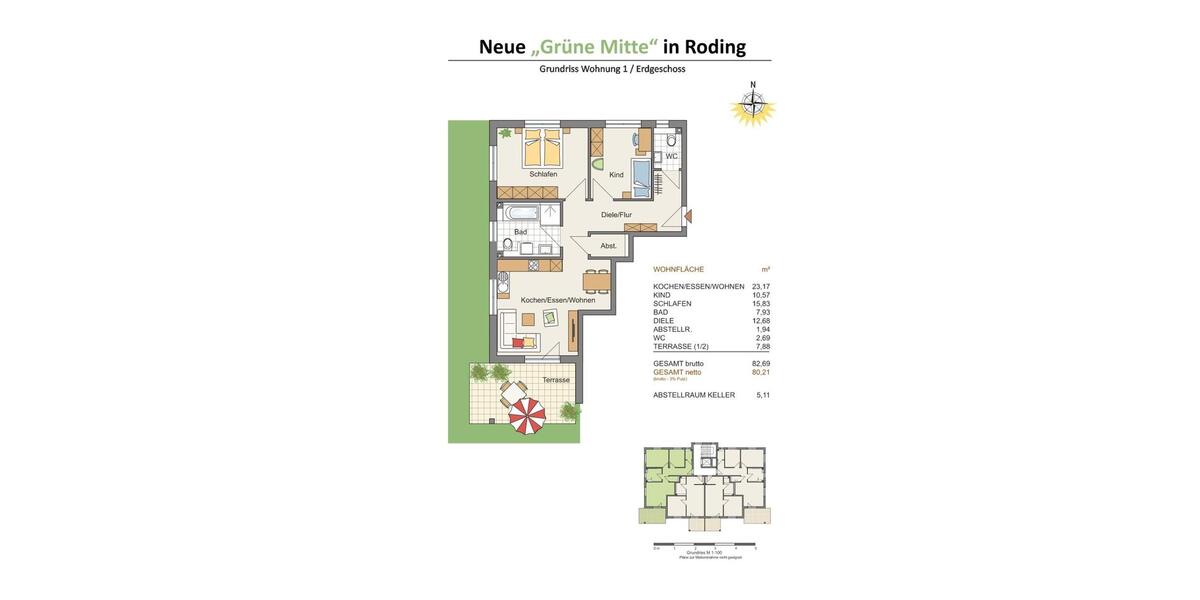 Erdgeschoßwohnung Roding - 3 Zimmer, 80 m&sup2;, 795&euro; | Angebot:26652291