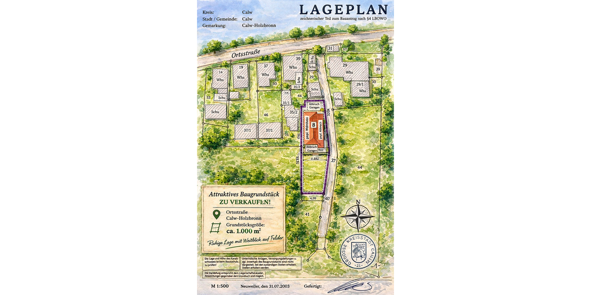 Grundstück Calw Holzbronn - 365.000&euro; | Angebot:26219265