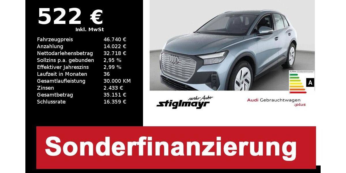 Audi Q4 e-tron 3.634 km 46.740 &euro; Pfaffenhofen 85276