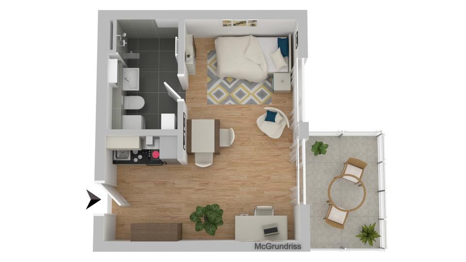 Etagenwohnung Weiden in der Oberpfalz - 1 Zimmer, 34 m&sup2;, 617&euro; | Angebot:25102127