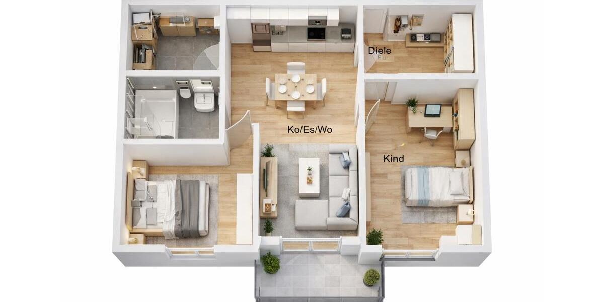 Erdgeschoßwohnung Beckingen - 2 Zimmer, 60 m&sup2;, 765&euro; | Angebot:25378140