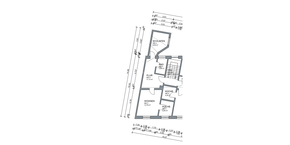 Innenstadtlage für Praktiker: helle 2-Zimmer-Dachgeschosswohnung mit Einbauküche, Duschbad, Keller - Dachgeschoßwohnung Schwerin Feldstadt | Angebot:26866548