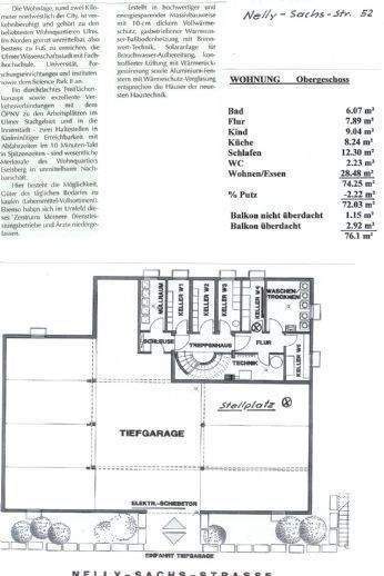 Etagenwohnung Blaustein Ehrenstein - 3 Zimmer, 76 m&sup2;, 939&euro; | Angebot:25316728