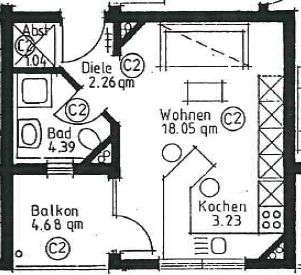 Etagenwohnung Dresden Briesnitz - 1 Zimmer, 31 m&sup2;, 280&euro; | Angebot:25571916
