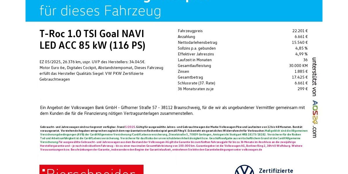 VW T-Roc 26.376 km 22.250 &euro; Ingolstadt 85053