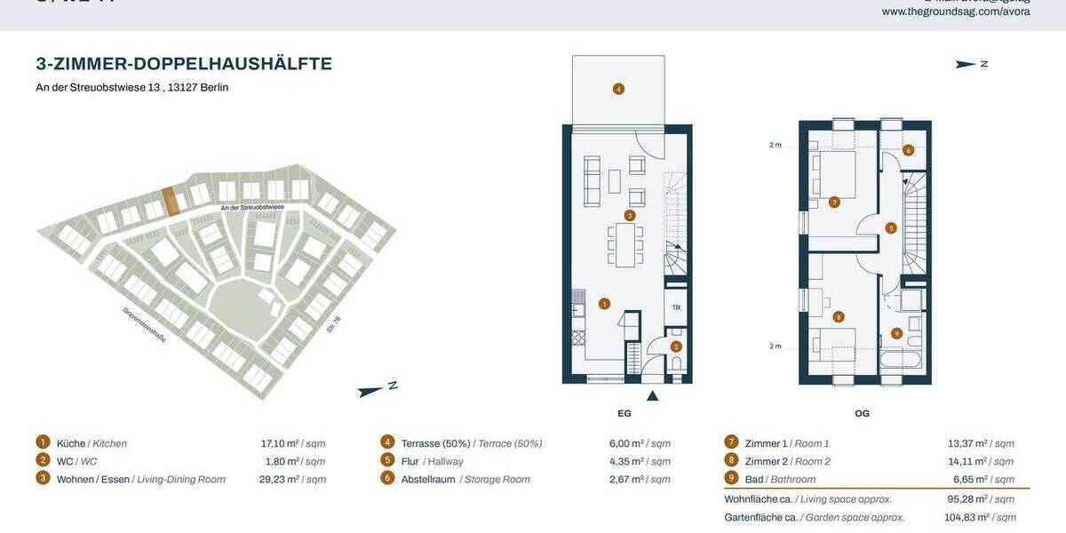 Doppelhaushälfte Berlin Französisch Buchholz - 3 Zimmer, 95 m&sup2;, 650.000&euro; | Angebot:26807782