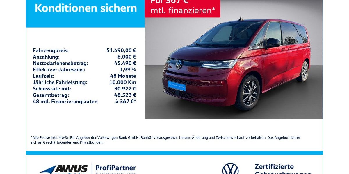 VW T7 Multivan 16.525 km 50.890 &euro; Schwerin 19057