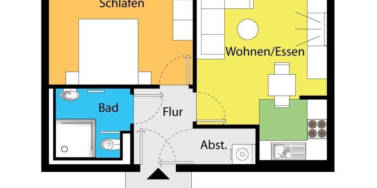 Etagenwohnung Dresden Wilsdruffer Vorstadt/Seevorstadt-West - 2 Zimmer, 45 m&sup2;, 510&euro; | Angebot:26835565