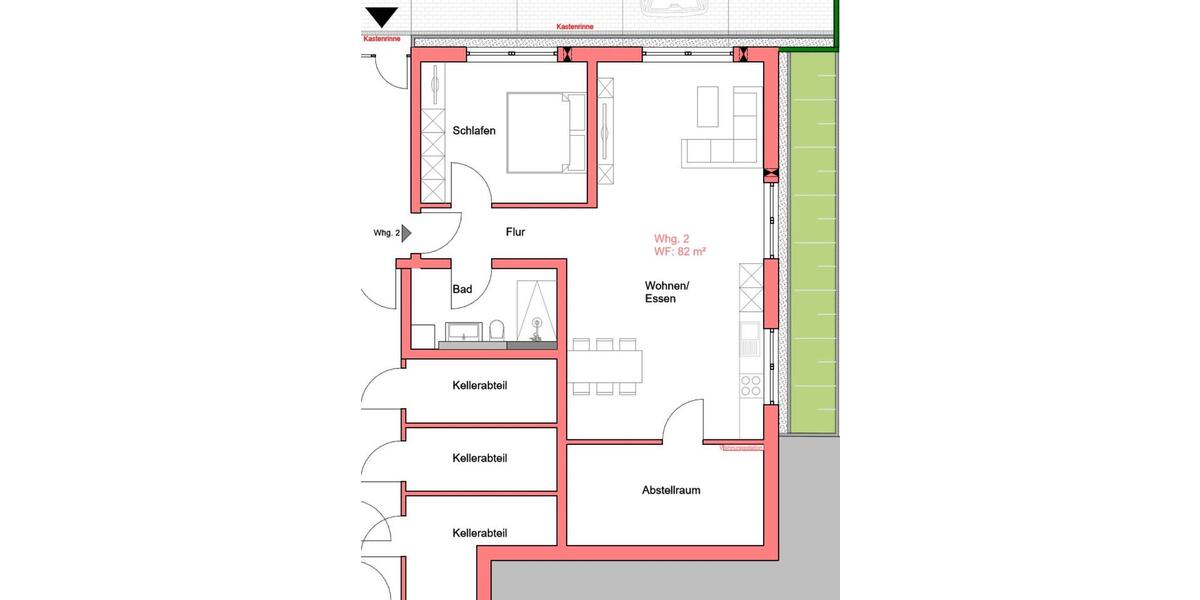 Erdgeschoßwohnung Perl - 2 Zimmer, 82 m&sup2;, 1.310&euro; | Angebot:25054798