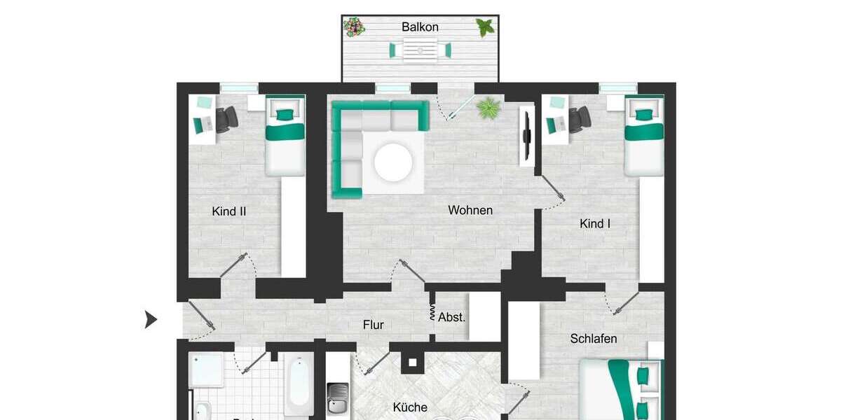 gepflegte 4 Raum - ETW mit Küche, Balkon und Pkw-Stellplatz am Stadtrand - Etagenwohnung Apolda | Angebot:24308532