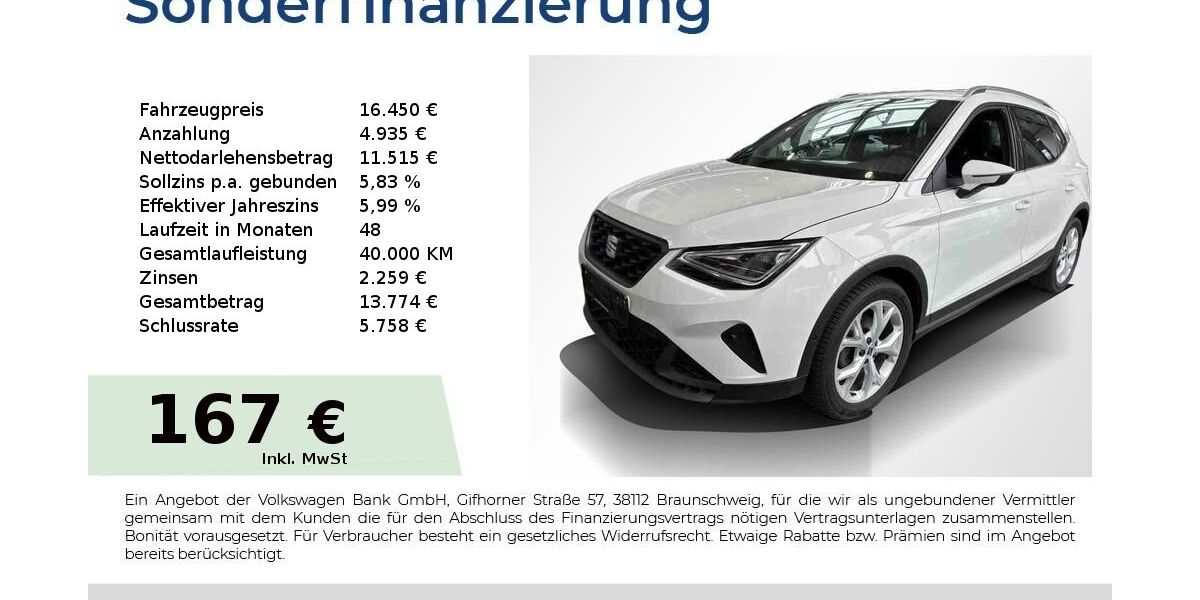 Seat Arona 61.950 km 16.450 &euro; Nürnberg 90431