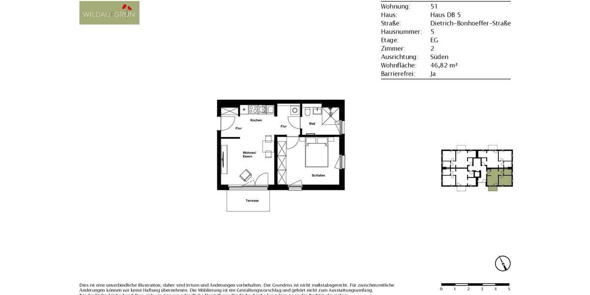 Erdgeschoßwohnung Wildau - 2 Zimmer, 47 m&sup2;, 760&euro; | Angebot:24686832