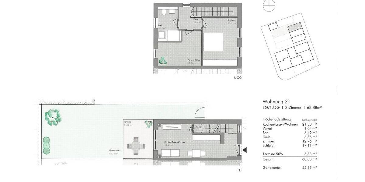 Etagenwohnung Eching - 3 Zimmer, 68 m&sup2;, 1.810&euro; | Angebot:26540421